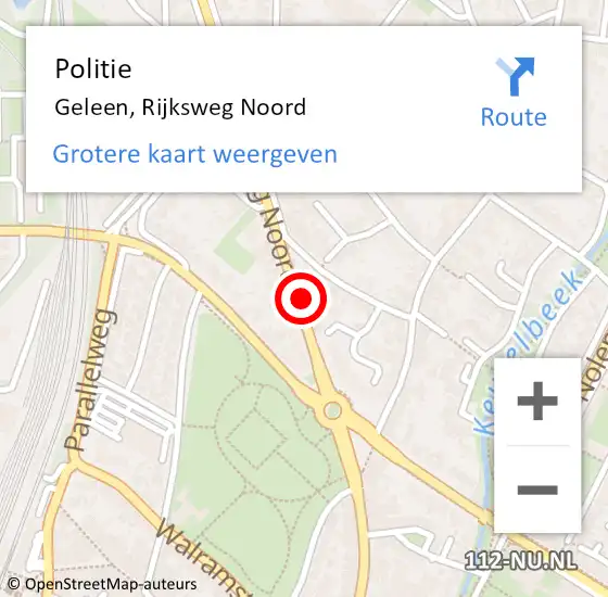 Locatie op kaart van de 112 melding: Politie Geleen, Rijksweg Noord op 4 september 2023 13:32