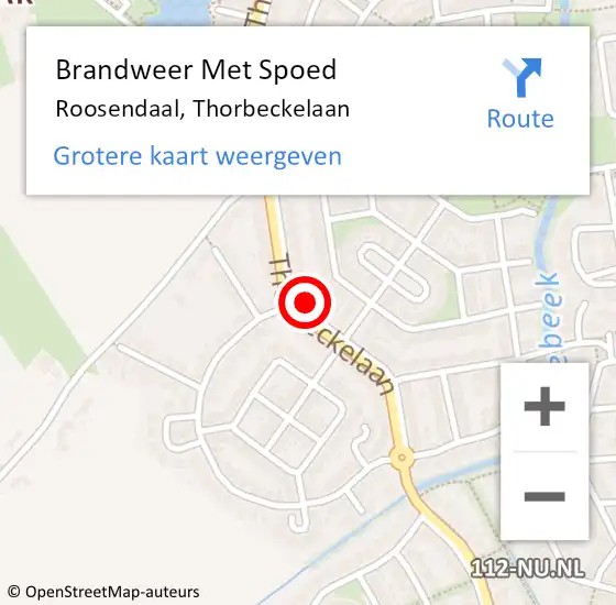 Locatie op kaart van de 112 melding: Brandweer Met Spoed Naar Roosendaal, Thorbeckelaan op 4 september 2023 13:41