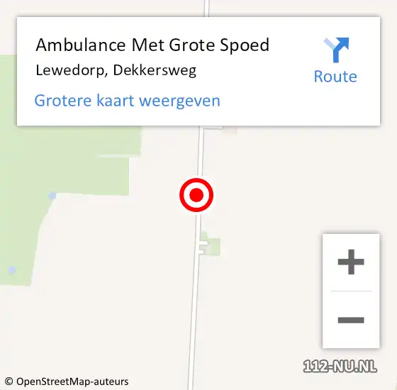 Locatie op kaart van de 112 melding: Ambulance Met Grote Spoed Naar Lewedorp, Dekkersweg op 9 september 2013 13:58