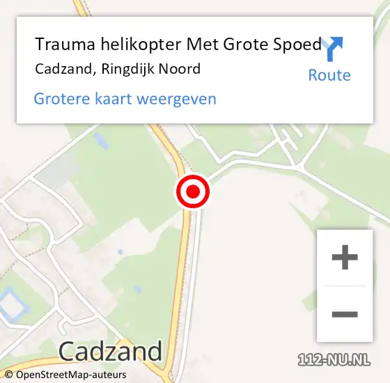 Locatie op kaart van de 112 melding: Trauma helikopter Met Grote Spoed Naar Cadzand, Ringdijk Noord op 4 september 2023 13:58