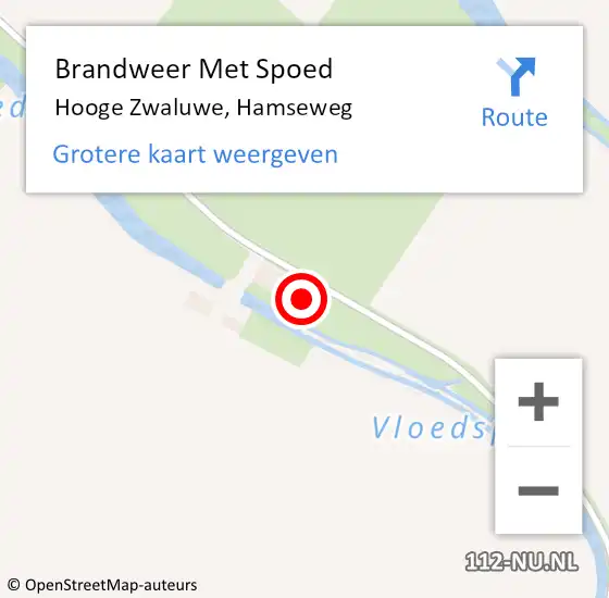 Locatie op kaart van de 112 melding: Brandweer Met Spoed Naar Hooge Zwaluwe, Hamseweg op 4 september 2023 14:02