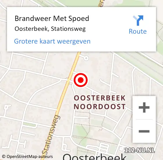 Locatie op kaart van de 112 melding: Brandweer Met Spoed Naar Oosterbeek, Stationsweg op 4 september 2023 14:10