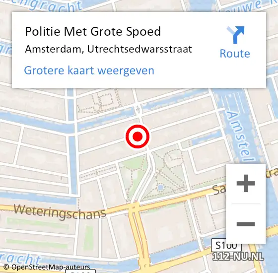 Locatie op kaart van de 112 melding: Politie Met Grote Spoed Naar Amsterdam, Utrechtsedwarsstraat op 4 september 2023 14:38