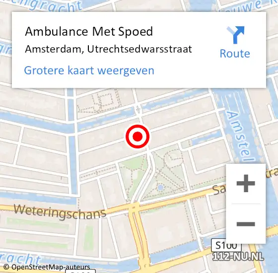 Locatie op kaart van de 112 melding: Ambulance Met Spoed Naar Amsterdam, Utrechtsedwarsstraat op 4 september 2023 14:40