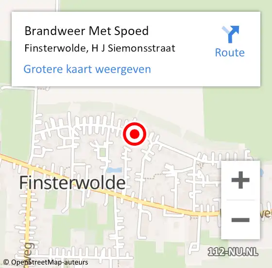 Locatie op kaart van de 112 melding: Brandweer Met Spoed Naar Finsterwolde, H J Siemonsstraat op 13 oktober 2013 19:18