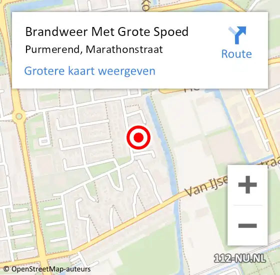 Locatie op kaart van de 112 melding: Brandweer Met Grote Spoed Naar Purmerend, Marathonstraat op 4 september 2023 15:25