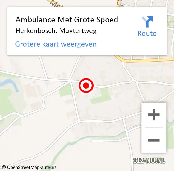 Locatie op kaart van de 112 melding: Ambulance Met Grote Spoed Naar Herkenbosch, Muytertweg op 4 september 2023 15:26