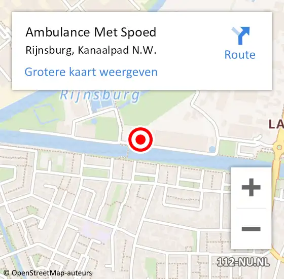 Locatie op kaart van de 112 melding: Ambulance Met Spoed Naar Rijnsburg, Kanaalpad N.W. op 4 september 2023 15:27