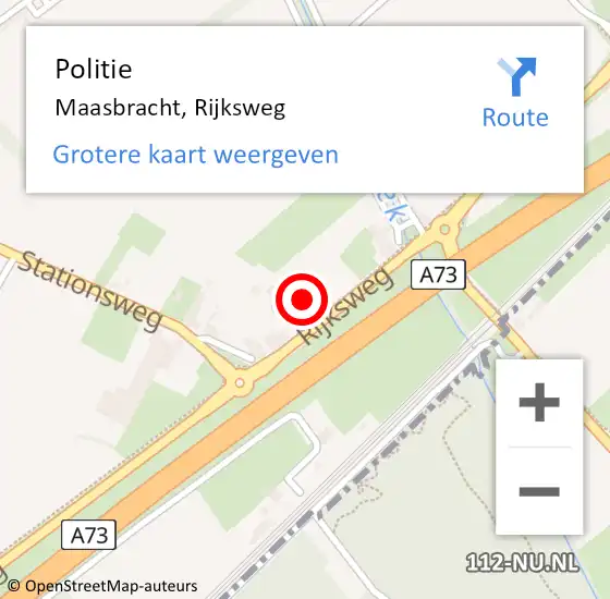 Locatie op kaart van de 112 melding: Politie Maasbracht, Rijksweg op 4 september 2023 15:44