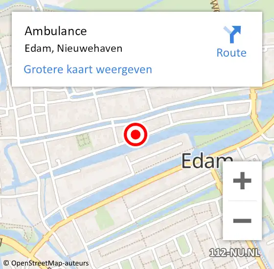 Locatie op kaart van de 112 melding: Ambulance Edam, Nieuwehaven op 4 september 2023 16:02