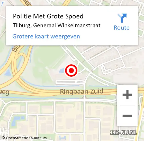 Locatie op kaart van de 112 melding: Politie Met Grote Spoed Naar Tilburg, Generaal Winkelmanstraat op 4 september 2023 16:21