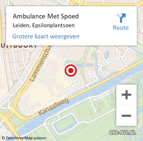 Locatie op kaart van de 112 melding: Ambulance Met Spoed Naar Leiden, Epsilonplantsoen op 4 september 2023 16:29