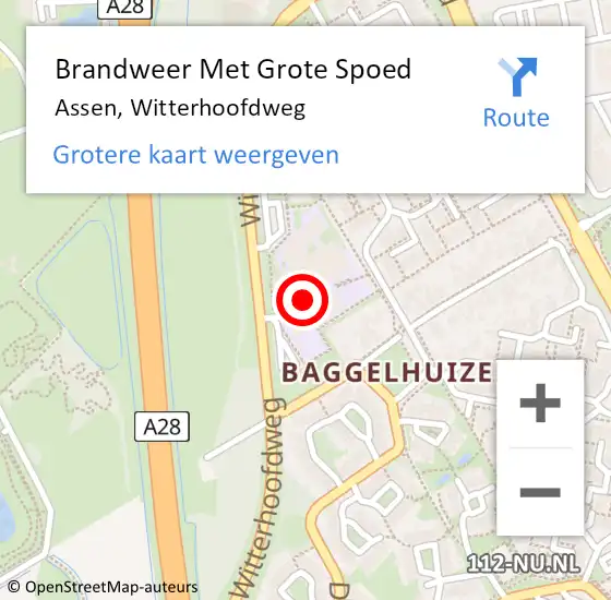 Locatie op kaart van de 112 melding: Brandweer Met Grote Spoed Naar Assen, Witterhoofdweg op 4 september 2023 16:34