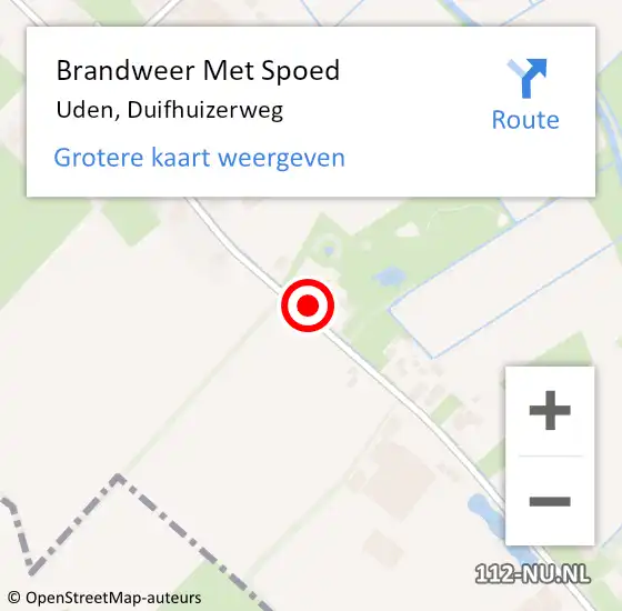 Locatie op kaart van de 112 melding: Brandweer Met Spoed Naar Uden, Duifhuizerweg op 4 september 2023 16:46