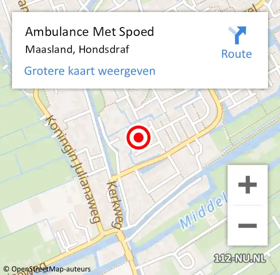 Locatie op kaart van de 112 melding: Ambulance Met Spoed Naar Maasland, Hondsdraf op 4 september 2023 16:57