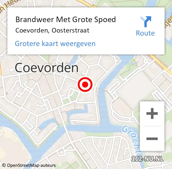 Locatie op kaart van de 112 melding: Brandweer Met Grote Spoed Naar Coevorden, Oosterstraat op 4 september 2023 17:15