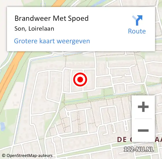 Locatie op kaart van de 112 melding: Brandweer Met Spoed Naar Son, Loirelaan op 4 september 2023 17:15