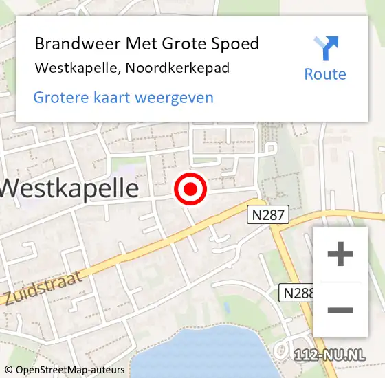 Locatie op kaart van de 112 melding: Brandweer Met Grote Spoed Naar Westkapelle, Noordkerkepad op 4 september 2023 17:16