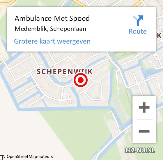 Locatie op kaart van de 112 melding: Ambulance Met Spoed Naar Medemblik, Schepenlaan op 4 september 2023 17:19