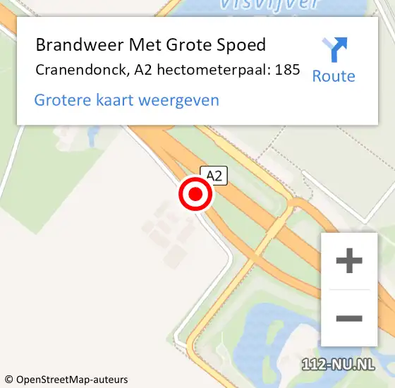 Locatie op kaart van de 112 melding: Brandweer Met Grote Spoed Naar Cranendonck, A2 hectometerpaal: 185 op 4 september 2023 17:24