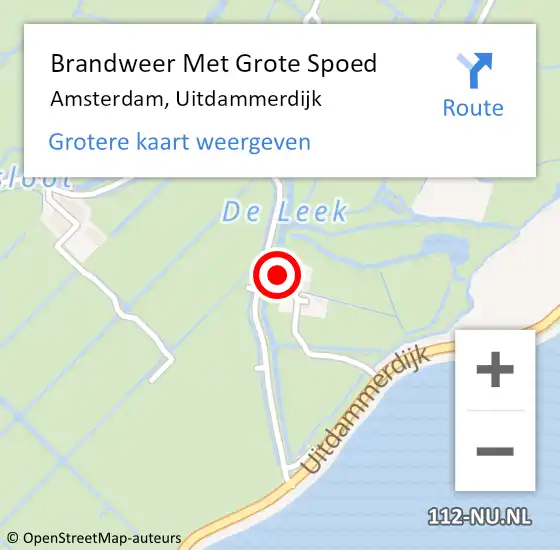 Locatie op kaart van de 112 melding: Brandweer Met Grote Spoed Naar Amsterdam, Uitdammerdijk op 4 september 2023 17:25