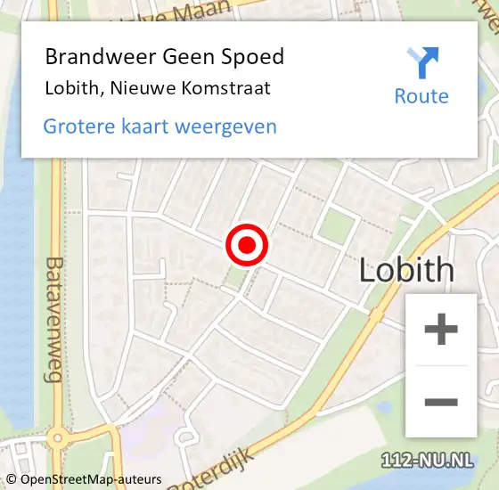 Locatie op kaart van de 112 melding: Brandweer Geen Spoed Naar Lobith, Nieuwe Komstraat op 4 september 2023 17:37