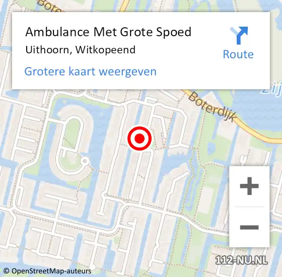 Locatie op kaart van de 112 melding: Ambulance Met Grote Spoed Naar Uithoorn, Witkopeend op 4 september 2023 17:40