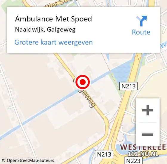 Locatie op kaart van de 112 melding: Ambulance Met Spoed Naar Naaldwijk, Galgeweg op 4 september 2023 17:54