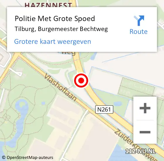 Locatie op kaart van de 112 melding: Politie Met Grote Spoed Naar Tilburg, Burgemeester Bechtweg op 4 september 2023 18:12