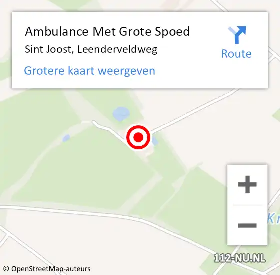 Locatie op kaart van de 112 melding: Ambulance Met Grote Spoed Naar Sint Joost, Leenderveldweg op 4 september 2023 18:18