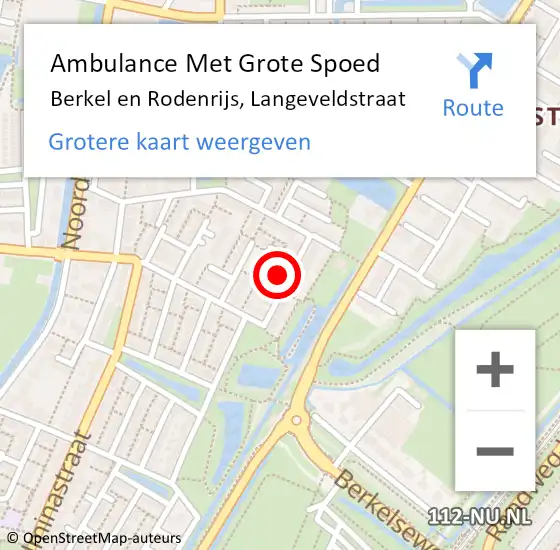 Locatie op kaart van de 112 melding: Ambulance Met Grote Spoed Naar Berkel en Rodenrijs, Langeveldstraat op 4 september 2023 18:18