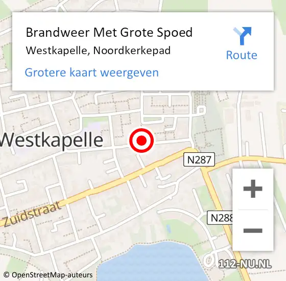 Locatie op kaart van de 112 melding: Brandweer Met Grote Spoed Naar Westkapelle, Noordkerkepad op 4 september 2023 18:21