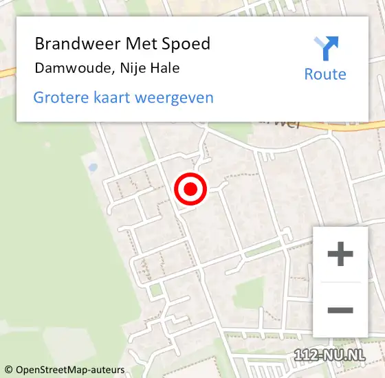 Locatie op kaart van de 112 melding: Brandweer Met Spoed Naar Damwoude, Nije Hale op 4 september 2023 18:35