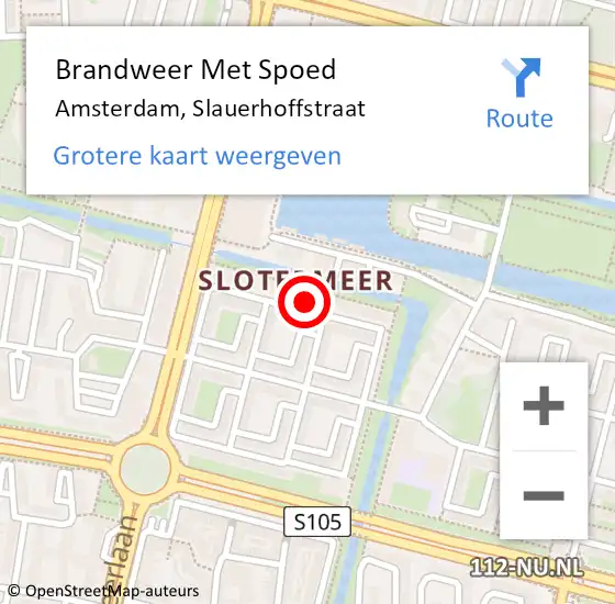 Locatie op kaart van de 112 melding: Brandweer Met Spoed Naar Amsterdam, Slauerhoffstraat op 4 september 2023 18:43