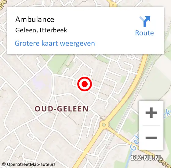 Locatie op kaart van de 112 melding: Ambulance Geleen, Itterbeek op 13 oktober 2013 19:22