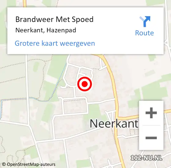 Locatie op kaart van de 112 melding: Brandweer Met Spoed Naar Neerkant, Hazenpad op 4 september 2023 18:53