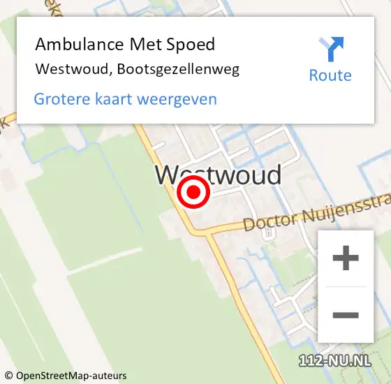 Locatie op kaart van de 112 melding: Ambulance Met Spoed Naar Westwoud, Bootsgezellenweg op 13 oktober 2013 19:22