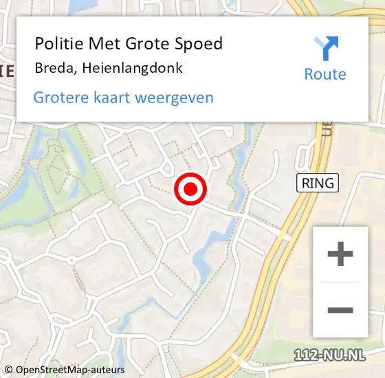 Locatie op kaart van de 112 melding: Politie Met Grote Spoed Naar Breda, Heienlangdonk op 4 september 2023 19:53