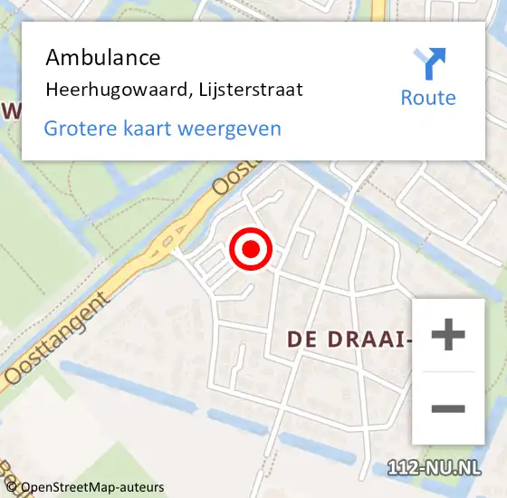 Locatie op kaart van de 112 melding: Ambulance Heerhugowaard, Lijsterstraat op 4 september 2023 20:01