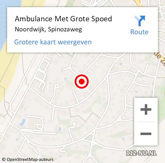 Locatie op kaart van de 112 melding: Ambulance Met Grote Spoed Naar Noordwijk, Spinozaweg op 4 september 2023 21:01