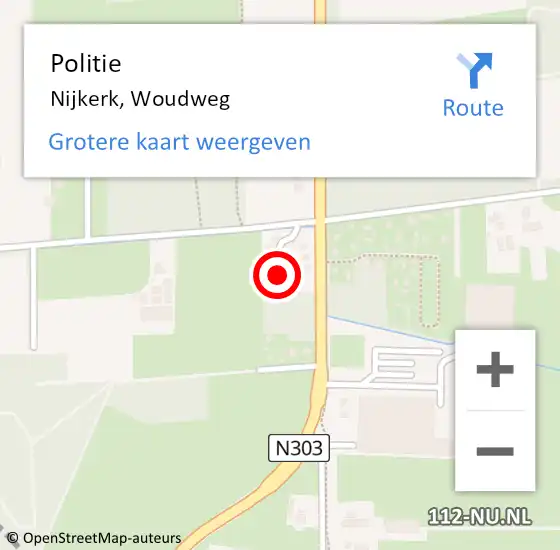 Locatie op kaart van de 112 melding: Politie Nijkerk, Woudweg op 4 september 2023 21:36