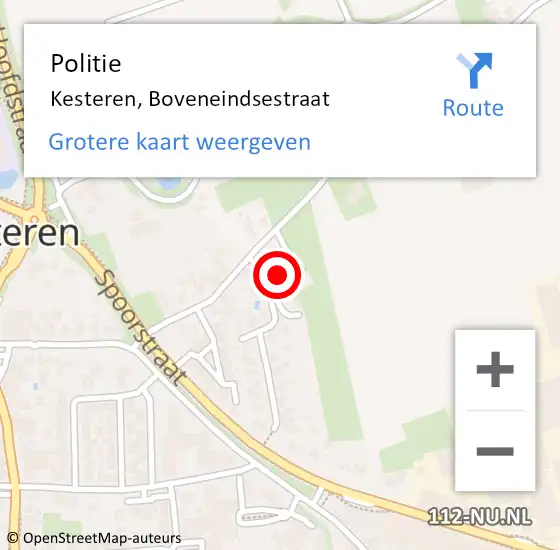 Locatie op kaart van de 112 melding: Politie Kesteren, Boveneindsestraat op 4 september 2023 22:02