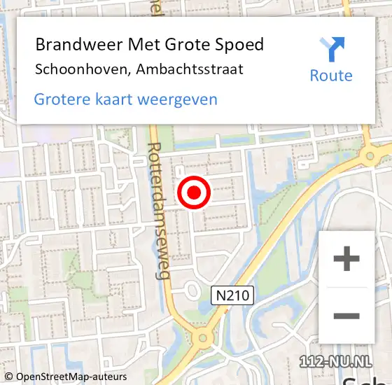 Locatie op kaart van de 112 melding: Brandweer Met Grote Spoed Naar Schoonhoven, Ambachtsstraat op 4 september 2023 22:06