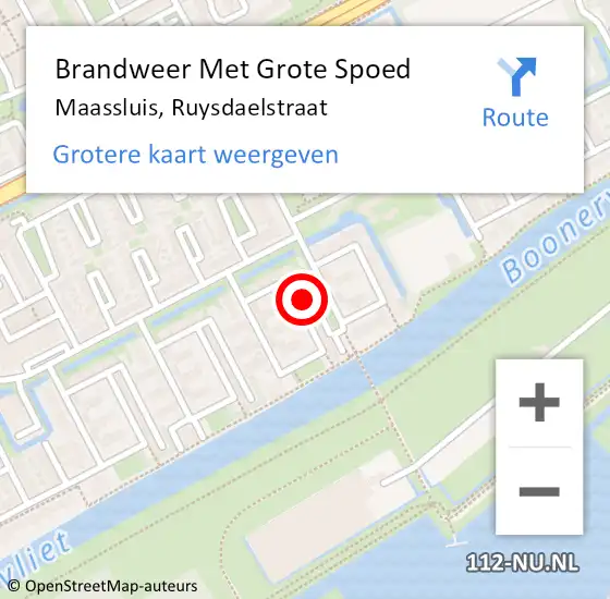 Locatie op kaart van de 112 melding: Brandweer Met Grote Spoed Naar Maassluis, Ruysdaelstraat op 4 september 2023 23:24