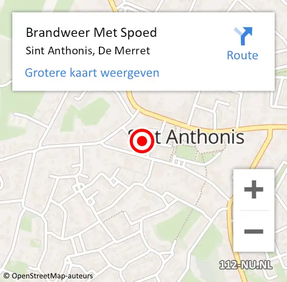Locatie op kaart van de 112 melding: Brandweer Met Spoed Naar Sint Anthonis, De Merret op 4 september 2023 23:42