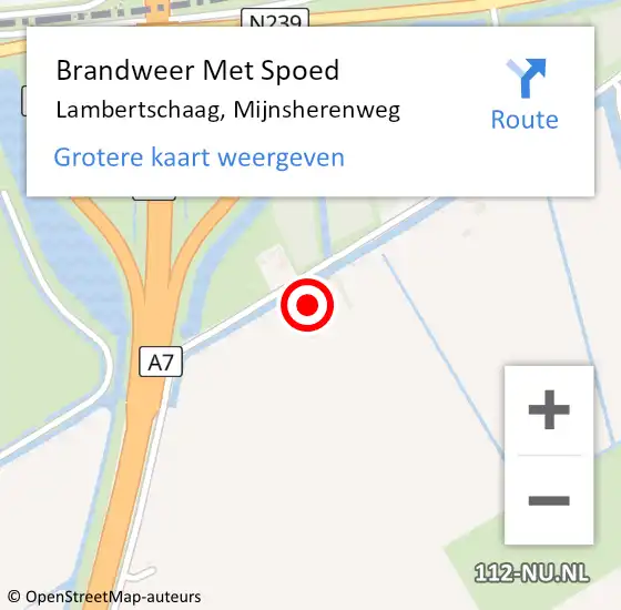 Locatie op kaart van de 112 melding: Brandweer Met Spoed Naar Lambertschaag, Mijnsherenweg op 4 september 2023 23:44