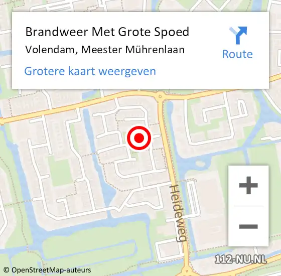 Locatie op kaart van de 112 melding: Brandweer Met Grote Spoed Naar Volendam, Meester Mührenlaan op 4 september 2023 23:57