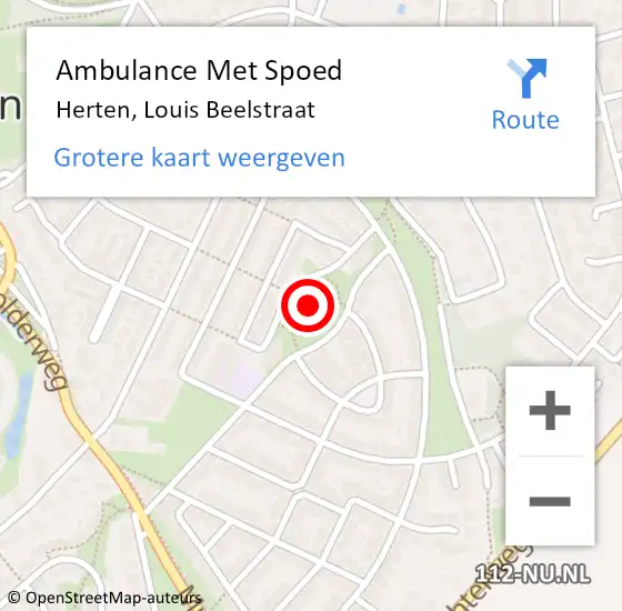 Locatie op kaart van de 112 melding: Ambulance Met Spoed Naar Herten, Louis Beelstraat op 5 september 2023 00:33