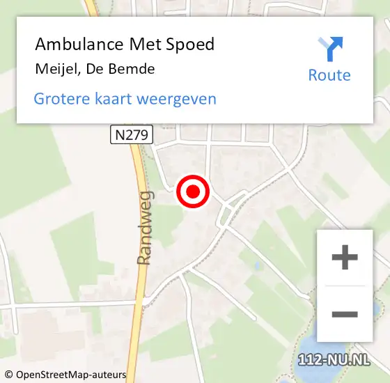 Locatie op kaart van de 112 melding: Ambulance Met Spoed Naar Meijel, De Bemde op 6 september 2014 23:42