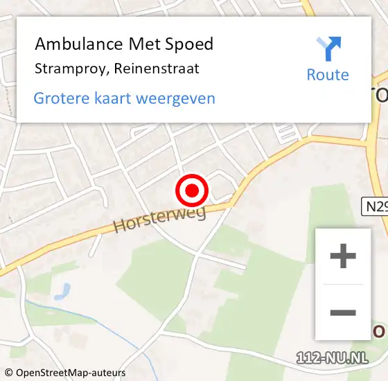 Locatie op kaart van de 112 melding: Ambulance Met Spoed Naar Stramproy, Reinenstraat op 5 september 2023 00:43